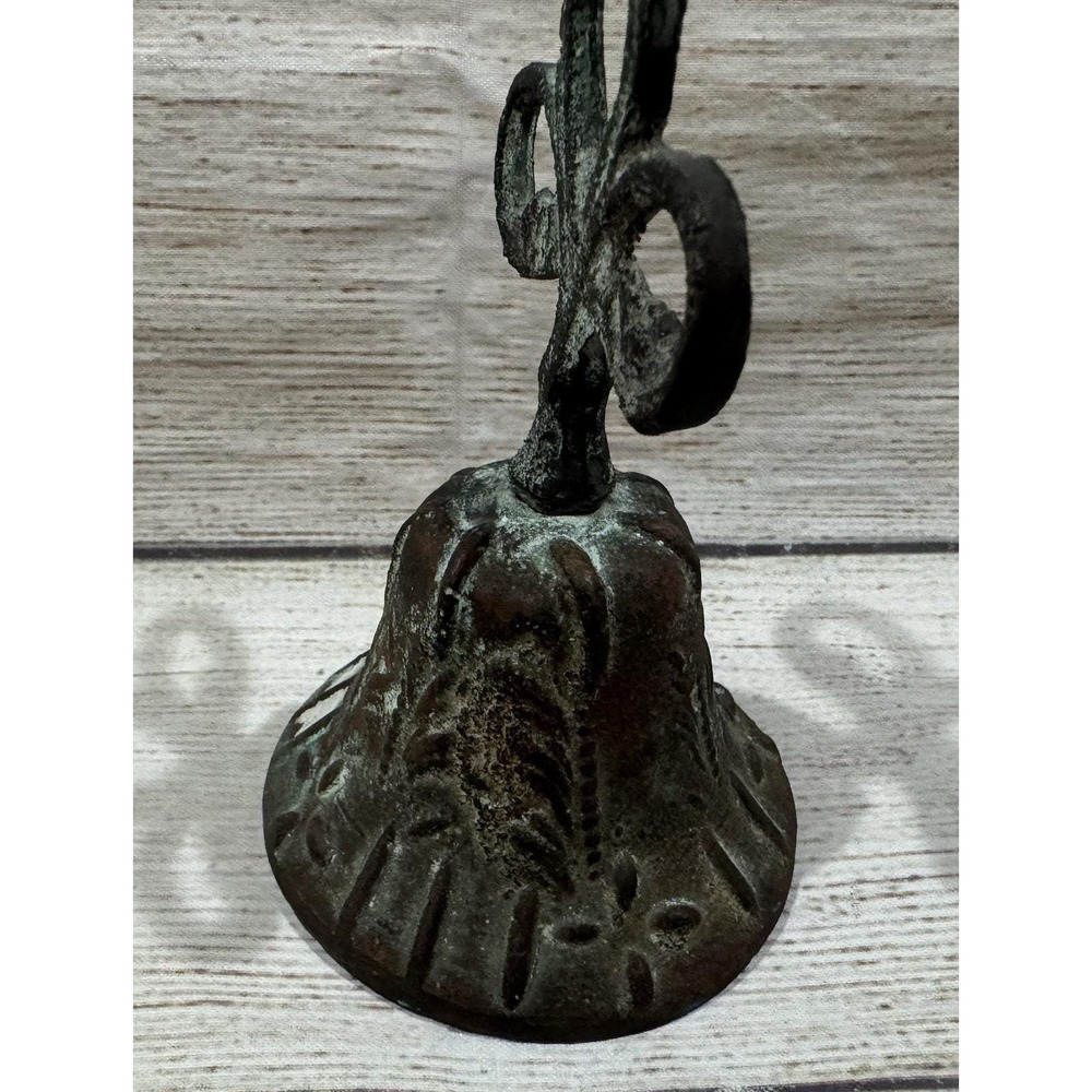Antique Vintage Small Hand Held Bronze Mission Church Bell Ringer 4.25" GTubG - Picture 9 of 11